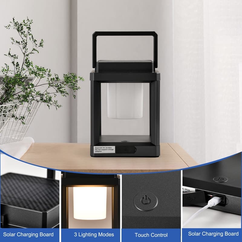 7.4" Outdoor Solar Lantern With LED Light Battery Powered, Durable & Stylish