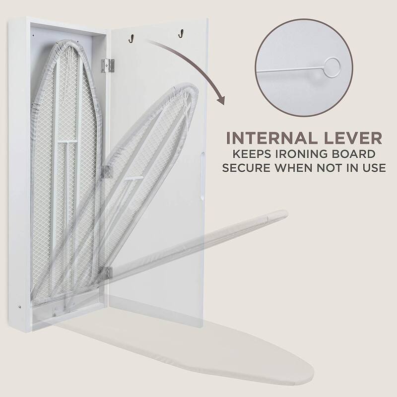 Ivation Ironing Board with Farmhouse Door, Wall Mount Iron Board Holder