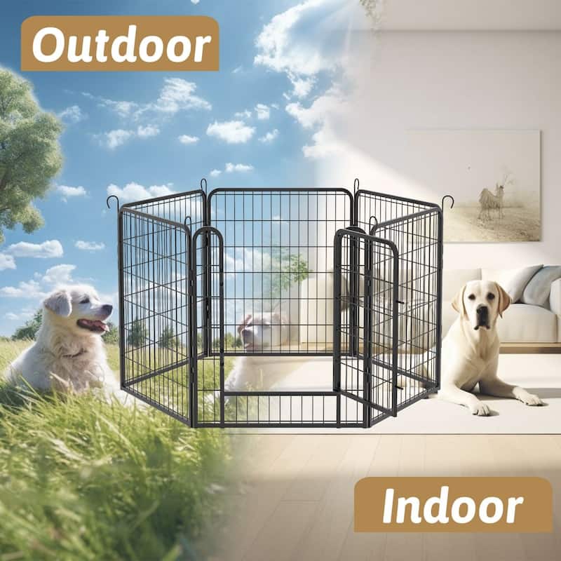 Heavy Duty Metal Dog Playpen with Door and 6 to 16 Panels for Indoor Outdoor