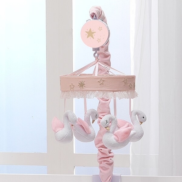 Lambs & Ivy Signature Swan Princess Pink/White Musical Baby Crib