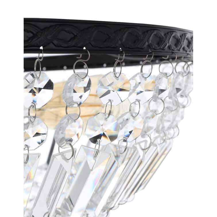 WINGBO 5-Light E26 Round Crystal Ceiling Light Fixture Semi Flush Mount - 19.5" W