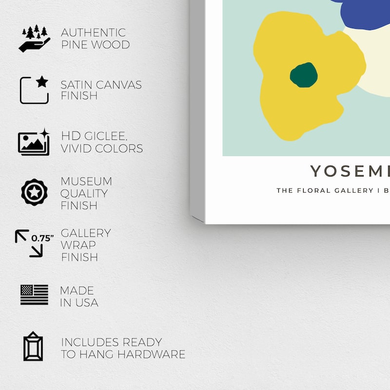 Wynwood Studio Canvas Floral and Botanical Flower Market Yosemite Blue and Modern & Contemporary Wall Art Canvas Print