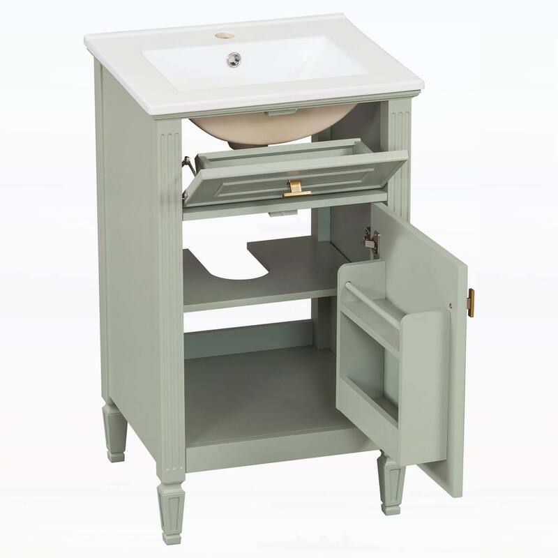 Freestanding Vanity Set with Adjustable Shelf,Tilt-Out Drawer