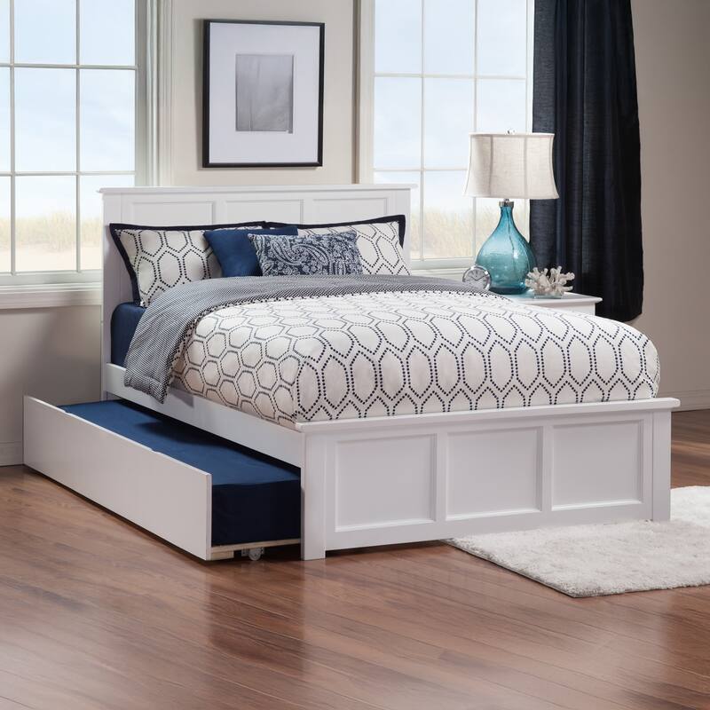 AFI Madison Full Size Platform Bed with Matching Footboard & Full Trundle - White