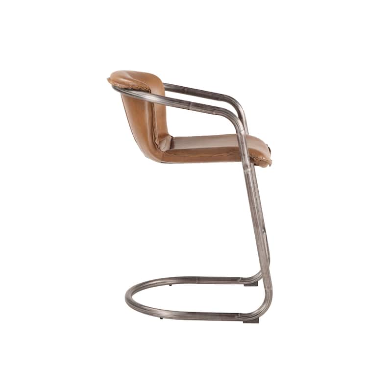 World Interiors Set of 2 Distressed Leather Counter-Height Chairs