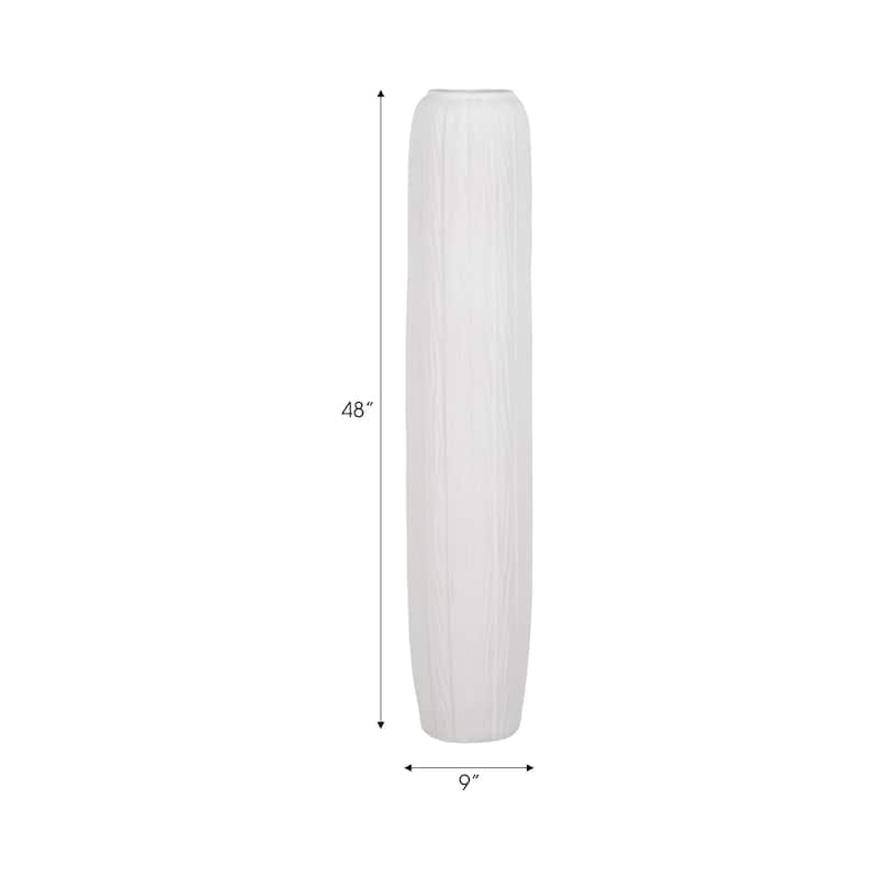 Ceramic Modern Rough Cylinder Floor Vase - White, 48"