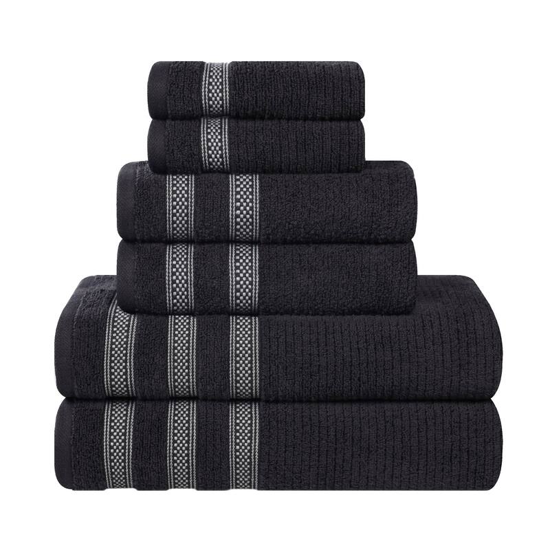 Superior Brea Zero Twist Cotton Ribbed Modern 6 Piece Bathroom Towel Set