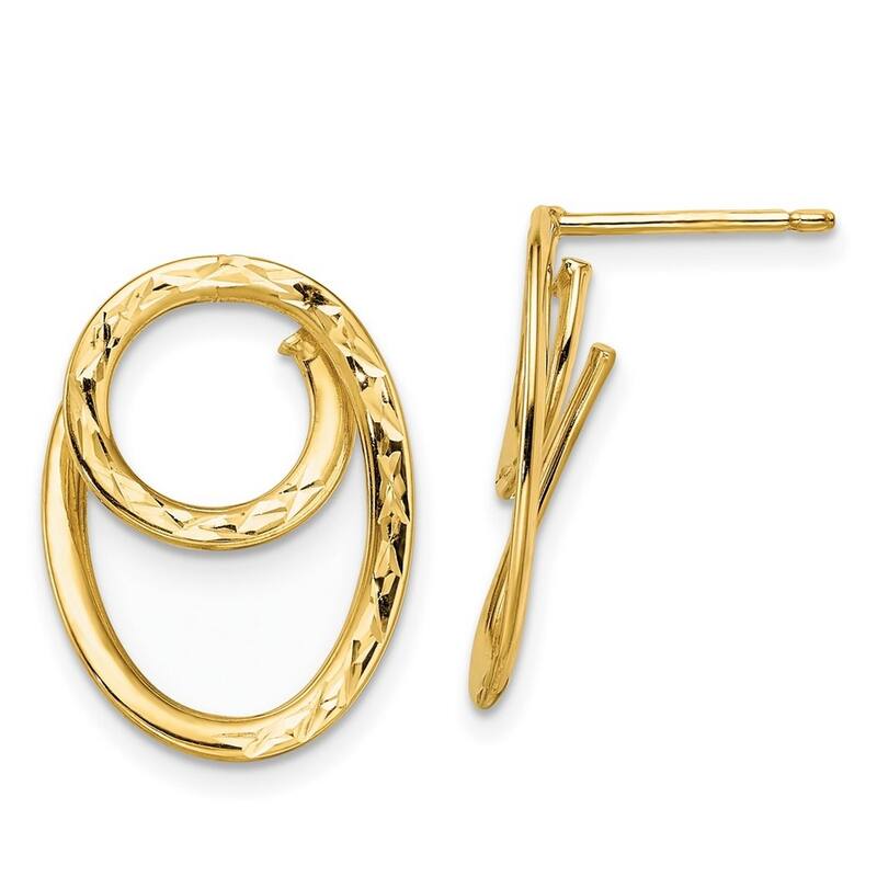 Curata 14k Yellow Gold Textured Swirl Ovals Dangle Post Earrings 23.25x14.5mm