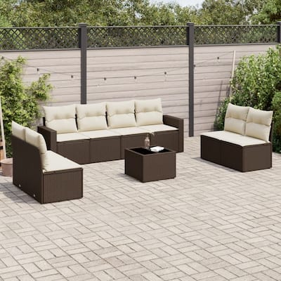 vidaXL Garden Sofa Set Brown, Cream White - 21.7 x 21.7 x 14.6