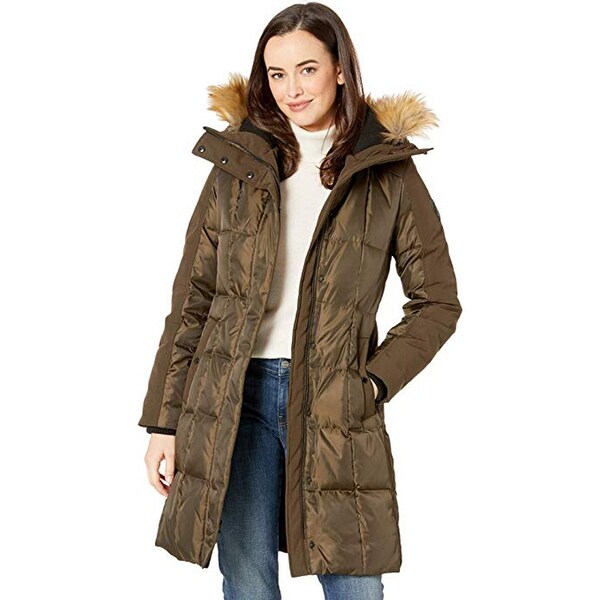 Vince Camuto Womens Thigh Length Heavy Weight Dowm Jacket with Hood ...