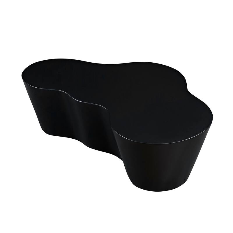 50" Unique Shape Sturdy Fiberglass Coffee Table, Tea Table for Living Room, No Need Assembly - Black