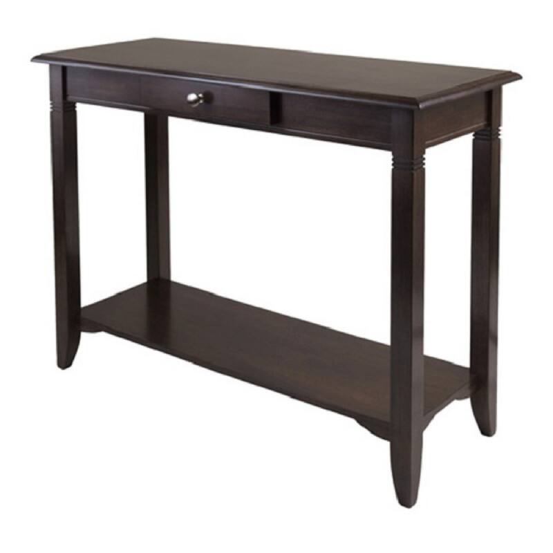 40" cappuccino brown nolan console table with drawer