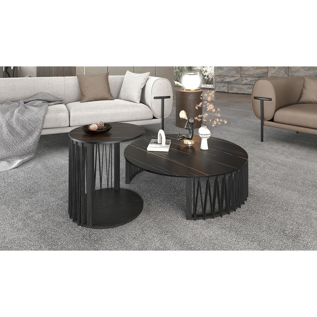 Modrest Larimer Modern Round Coffee Table Set