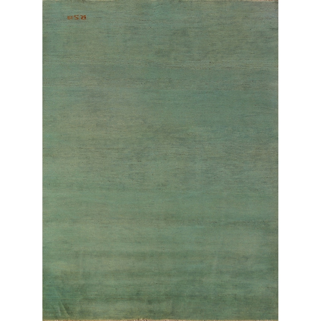Green Gabbeh Modern Area Rug Handmade Wool Carpet - 4'10" x 6'7"