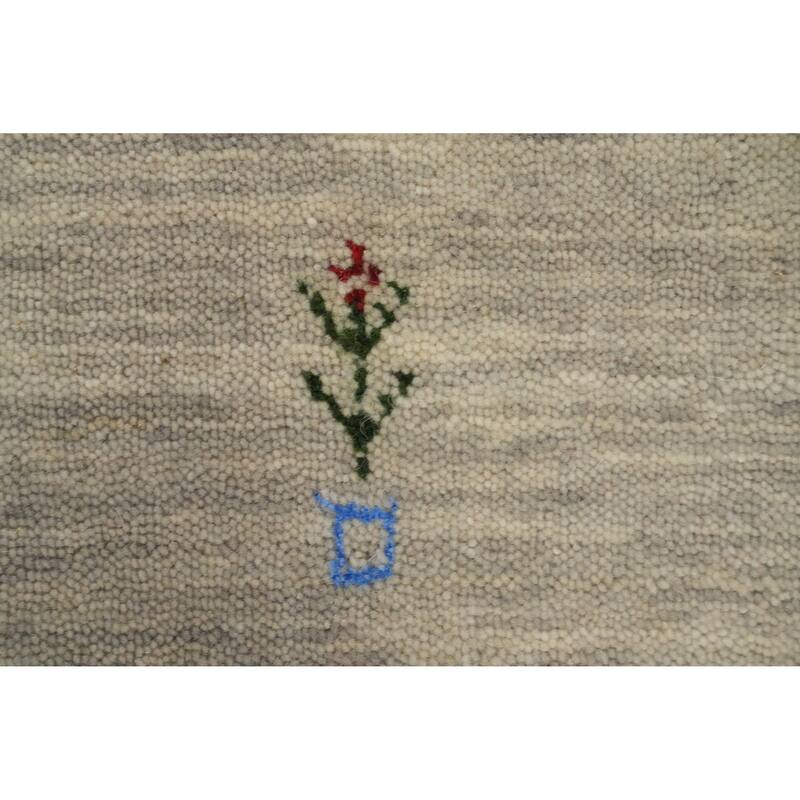 Hand Knotted Oriental 100% Wool Carpet Tribal Animal Pictorial Beige & Ivories Gabbeh Runner Rug - 4' 8'' X 2' 4''