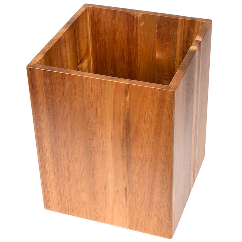 Creative Home Acacia Wood Square Waste Basket, Trash Can,