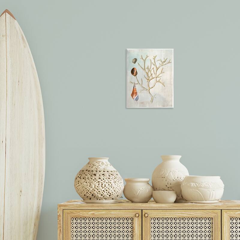 Stupell Seashells and Coral Branch Wall Plaque Art Design By Susan Arnot