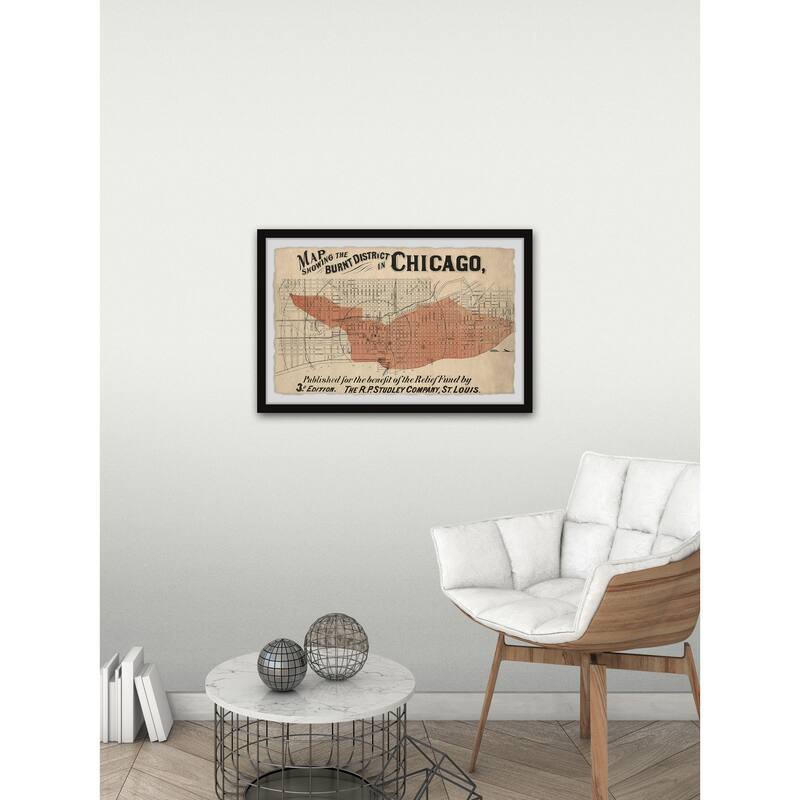 'Map of the Burnt District in Chicago' Framed Painting Print - Bed Bath ...