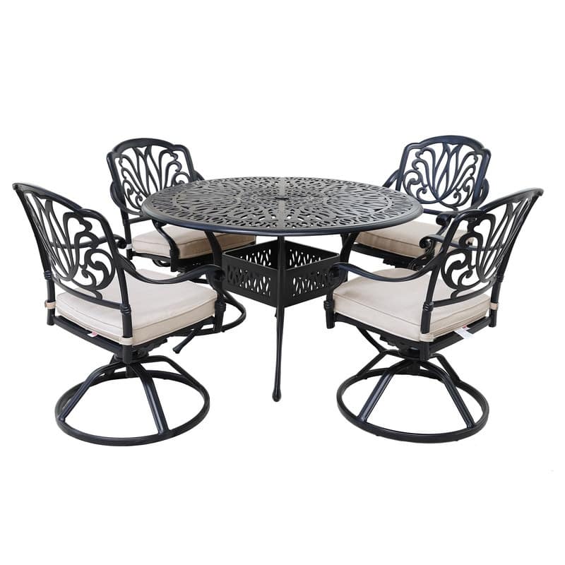 Manasquan 5-piece Gunmetal Aluminum Round Dining Set with Swivel Chairs by Havenside Home