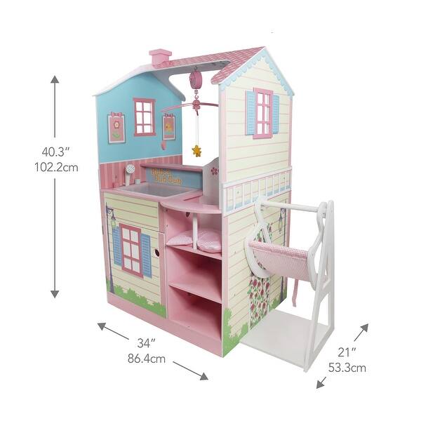 dimension image slide 1 of 2, Teamson Kids Pink Baby Nursery Doll House