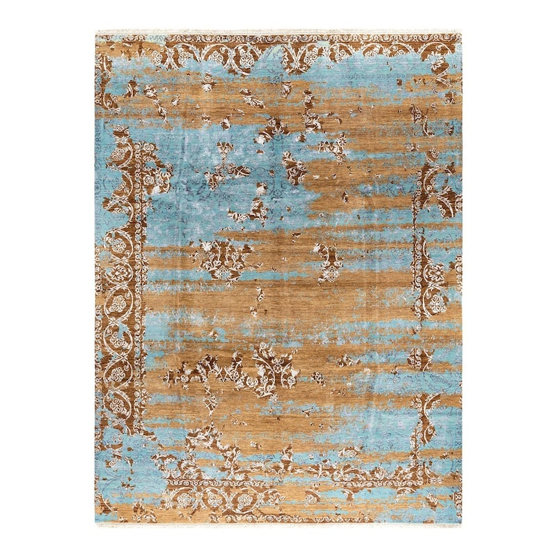 Ikat One-of-a-Kind Hand-Knotted Area Rug - Brown, 9' 0" x 12' 1" - 9' 0" x 12' 1"
