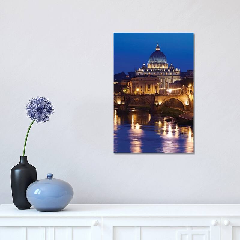 iCanvas "Italy, Rome, St. Peters Basilica, Tiber River night scene." by Jaynes Gallery Canvas Print - 18x12x1.5