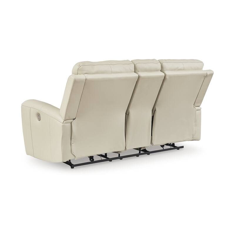 Signature Design by Ashley Dahlmoore Beige Power Reclining Loveseat with Console - 76" W x 42" D x 40" H