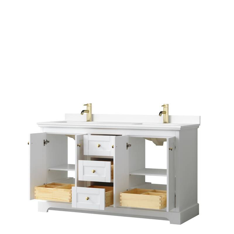 Avery 60 Inch Double Vanity, Cultured Marble Top
