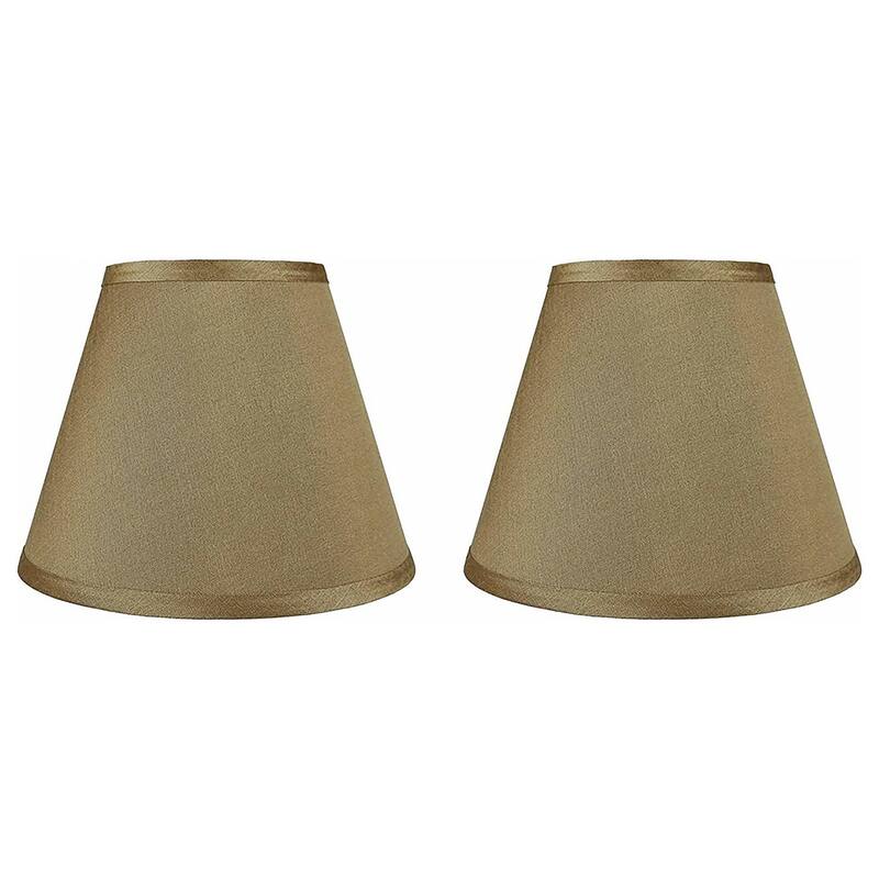 Hardback Faux Silk Conical Lamp Shade, 5 inch Top, 9 inch Bottom, 7 inch Slant - Set of 2 - Gold