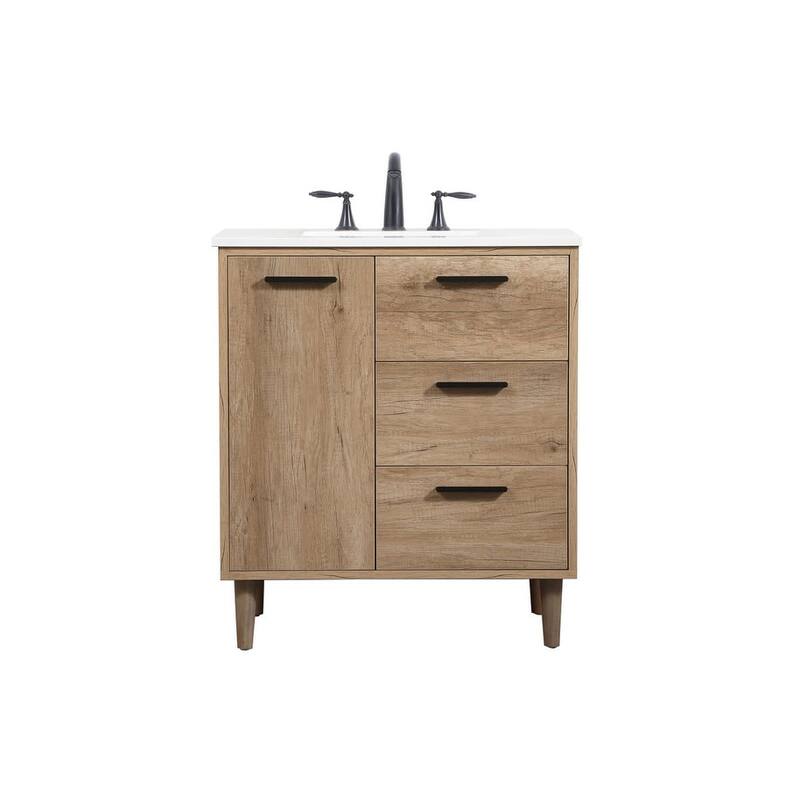 Elegant Lighting VF47030 Baldwin 30" Free Standing Single Basin Vanity - Natural Oak - Oak Finish