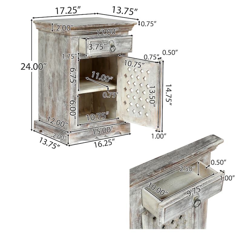 Tijeras Distressed Mango Wood Nightstand by Christopher Knight Home