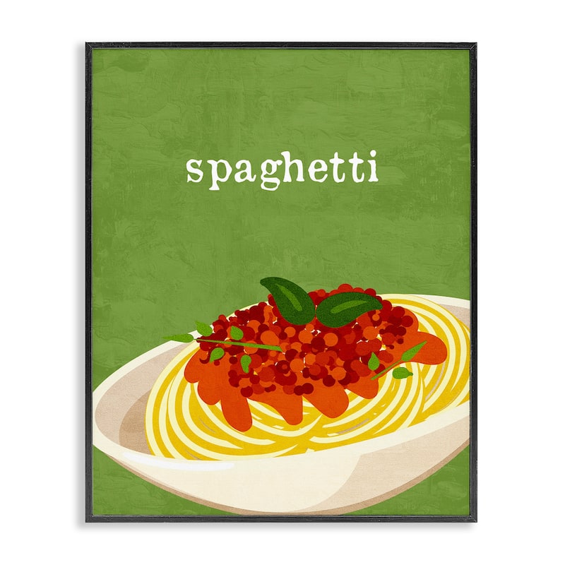 Stupell Spaghetti Italian Cuisine Framed Giclee Art Design By Kim Allen - 16 x 20 - Black