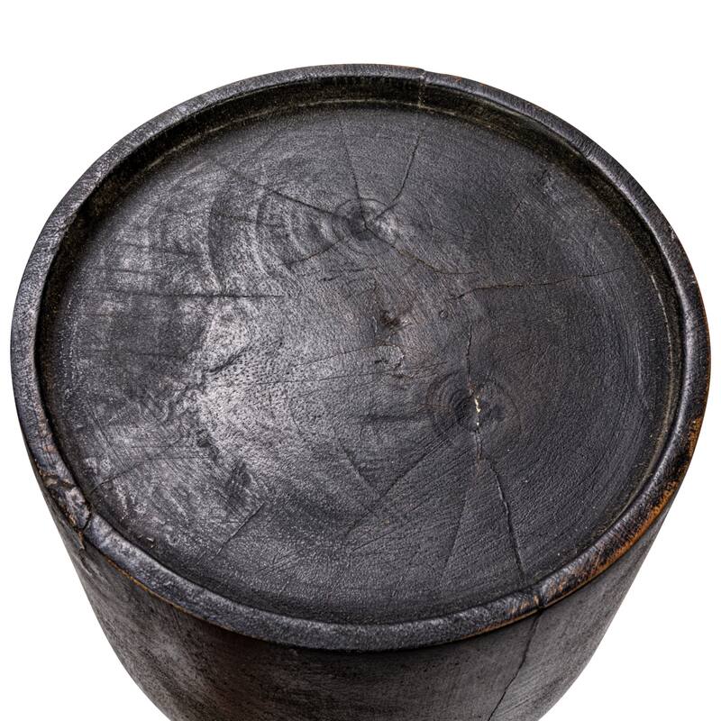 Hand-Carved Mango Wood Ribbed Candle Holder - 5.0"L x 5.0"W x 20.0"H