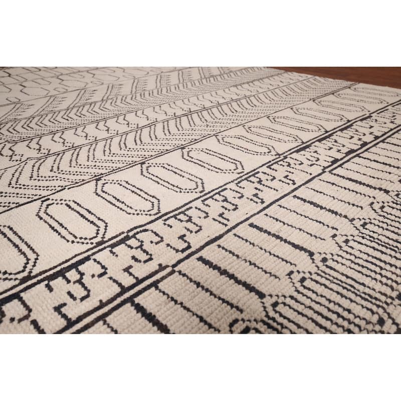 All-Over Geometric Moroccan Modern Area Rug Hand-Knotted Wool Carpet - 8'0"x 10'5"
