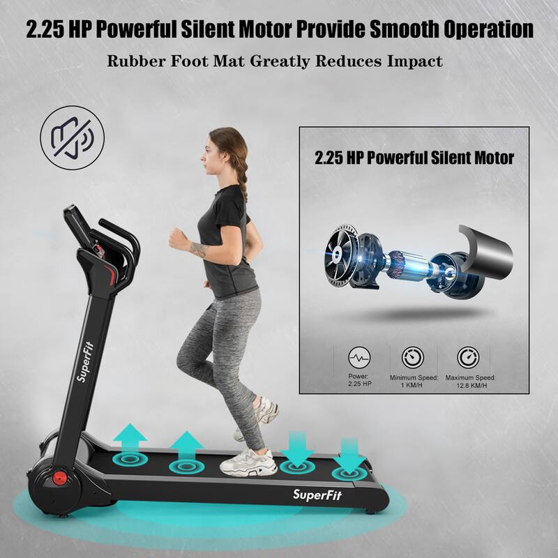 Gymax Folding 2.25HP Electric Treadmill Running Machine w/ LED Display