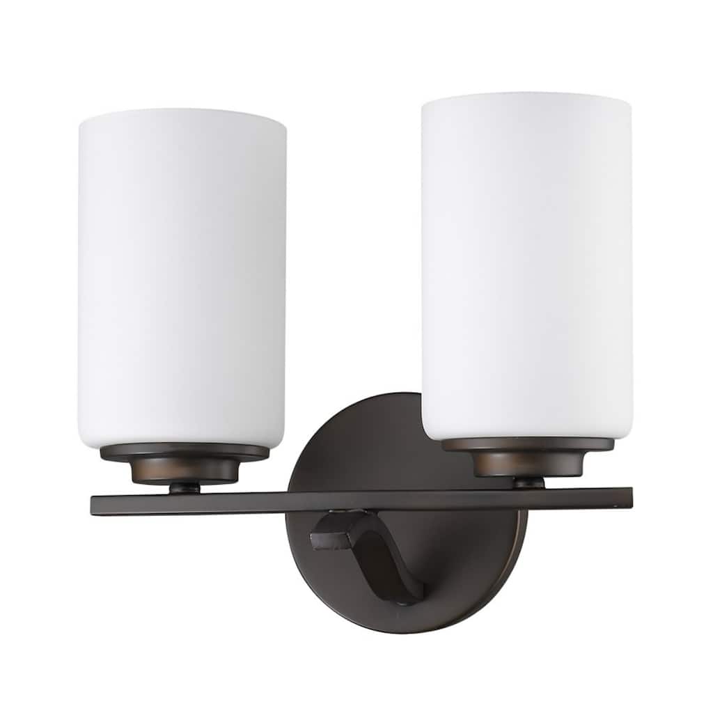 Modern Wall Mounted Vanity Light with Opal Etched Glass Shades and 2-Light Hardwired Fixture for Dry Locations