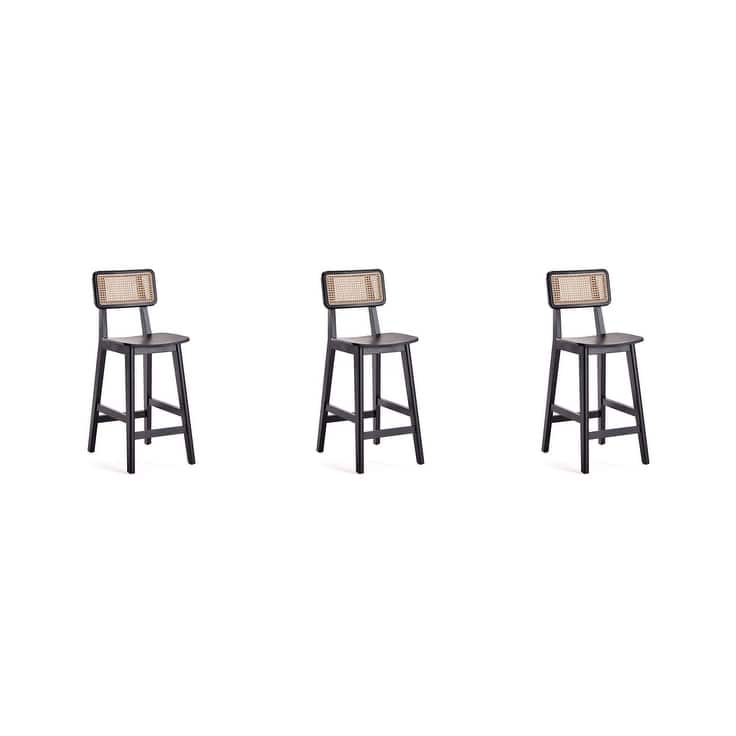 Manhattan Comfort Versailles Cane Back Wood Counter Stool