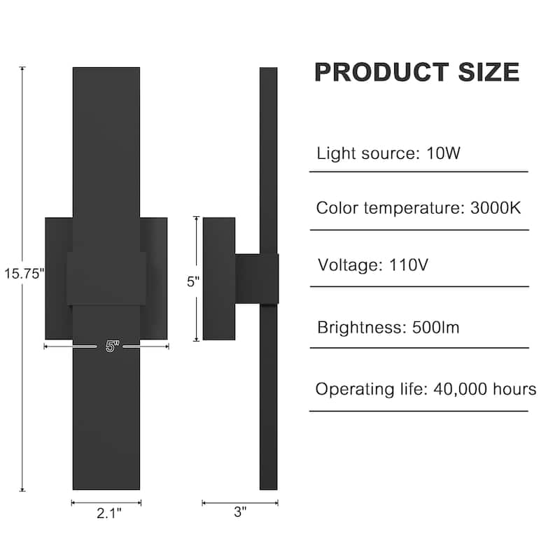 1-Light Black/White Aluminum LED Outdoor Wall Sconce