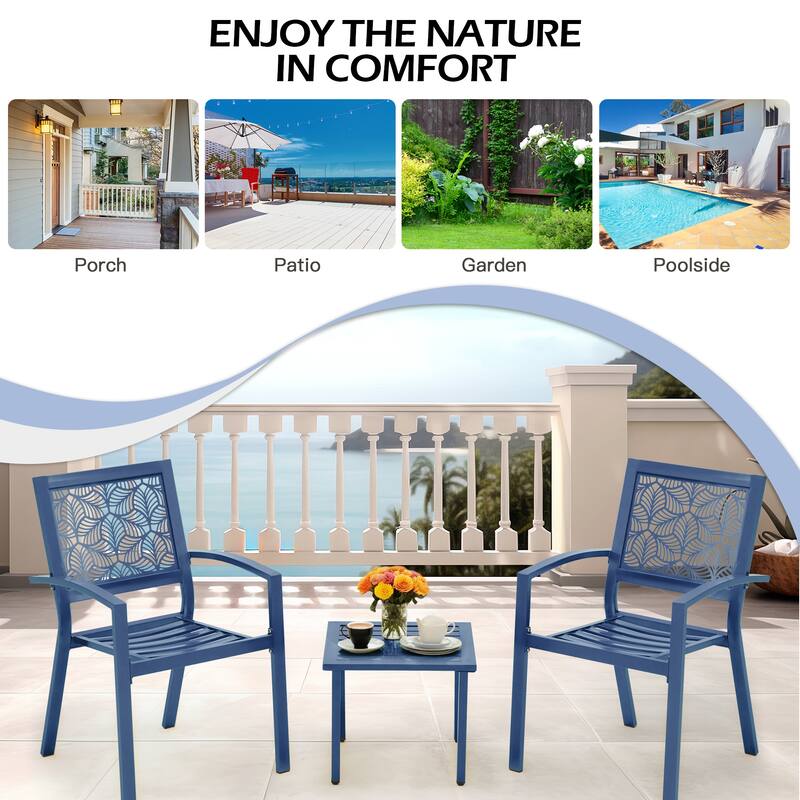 Outdoor 3-Piece Bistro Set, Foldable Patio Dining Sets, Rust-Resistant, Lightweight, Easy to Clean, for Balcony, Garden, Pool