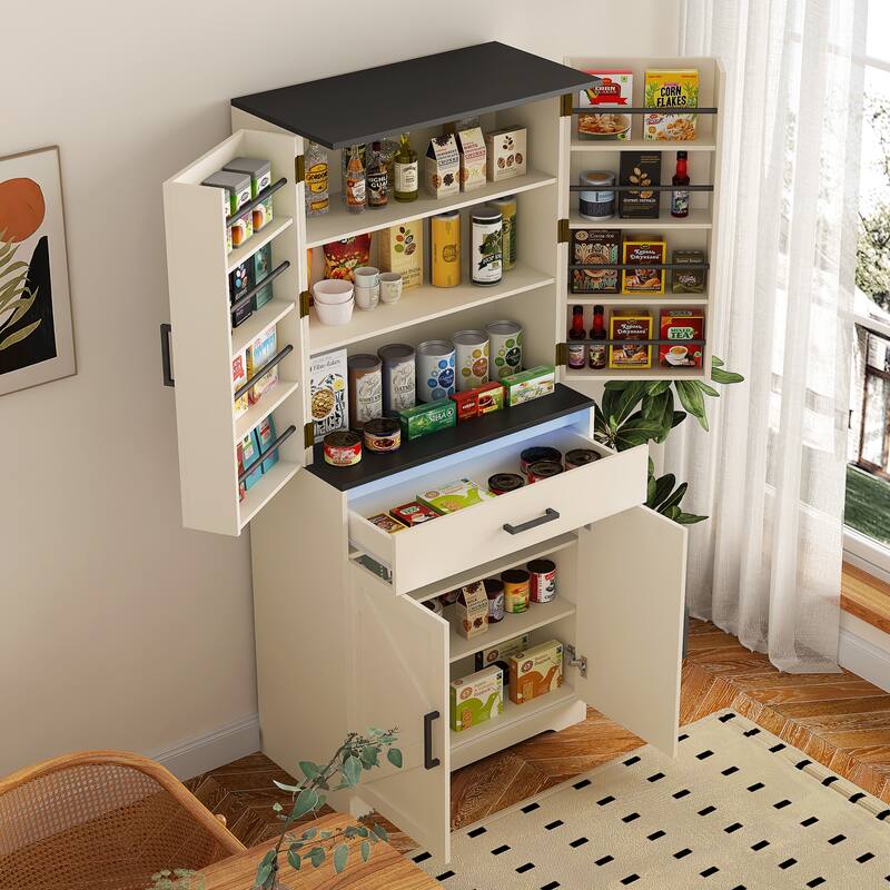 Contemporary Wooden Storage Cabinet with LED Lighting‌ – Multi-Functional Design Featuring a Sturdy Frame & Spacious Drawer .