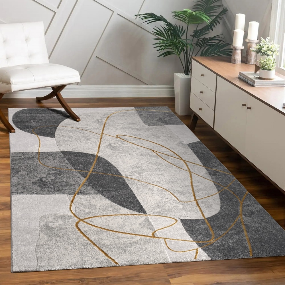 Elegant Area Rug with Modern Abstract Art Design