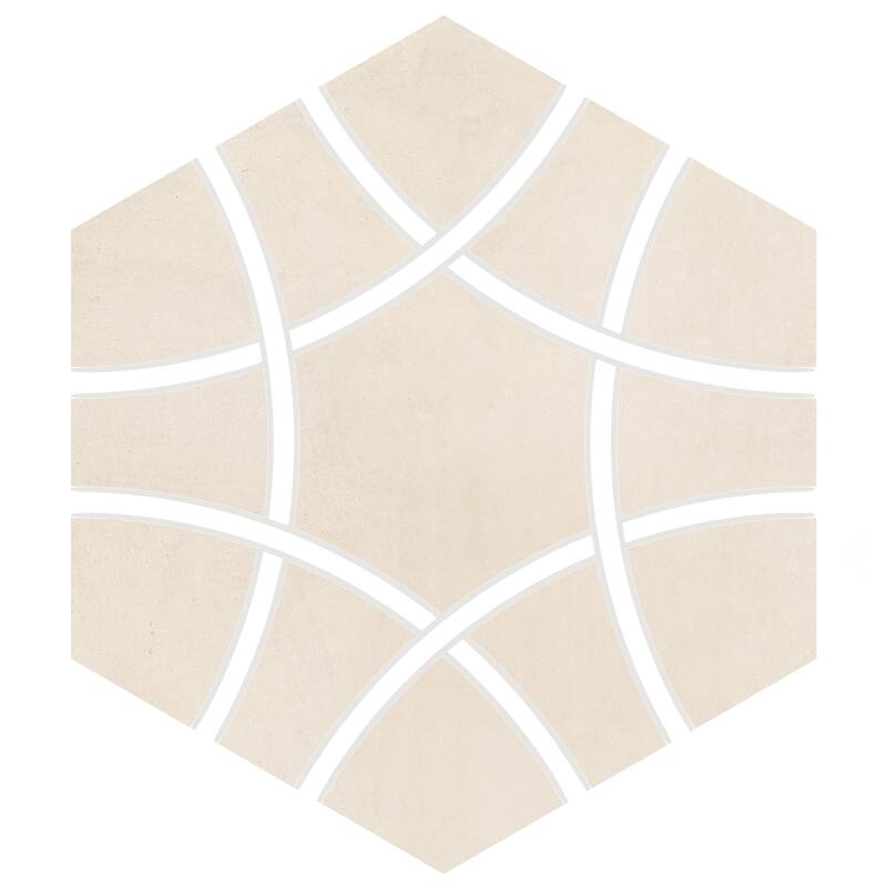 Merola Tile Bari Hex Sand Deco 11-1/4" x 13" Porcelain Floor and Wall Tile