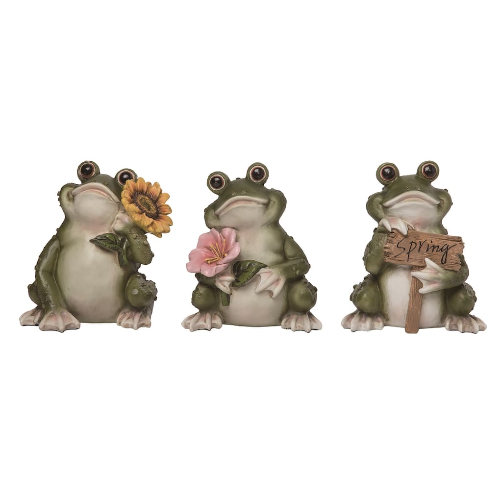 Transpac Resin Spring Frog Figurine Set of 3 Spring Home Decorations