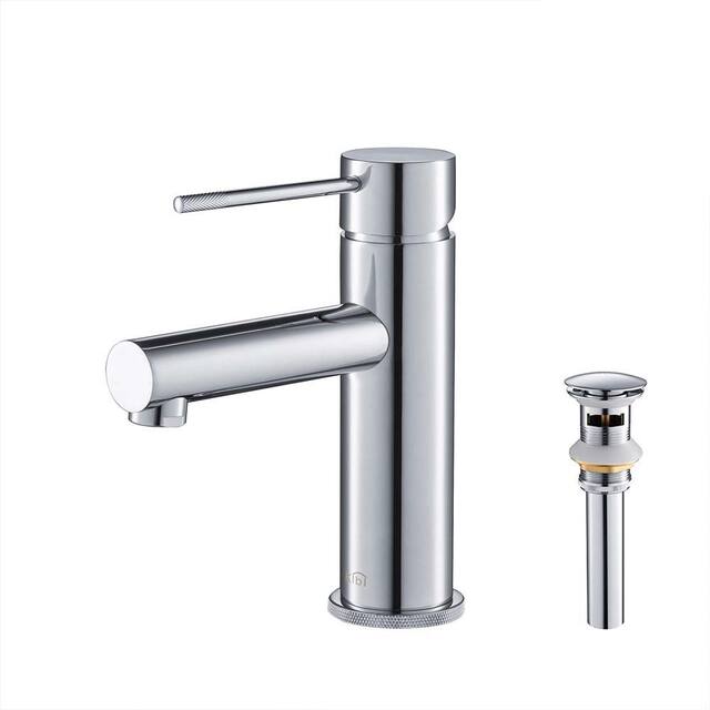 Luxury Solid Brass Single Hole Bathroom Faucet - Chrome W/ Pop Up Drain