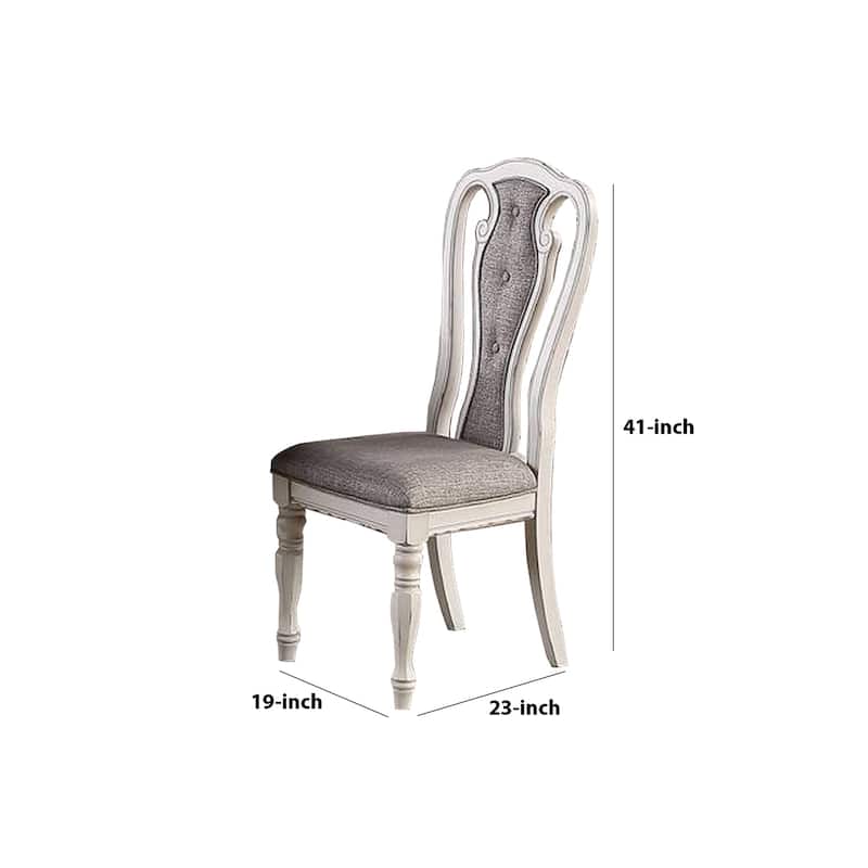 White/Gray Fabric Upholstered Wood Frame Dining Chair, Set of 2, Sturdy Dining Chair for Dining Rooms - 17.5