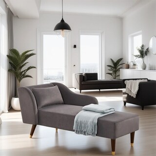 Modern Velvet Upholstery Lounge Chair with Wood Legs - Bed Bath ...