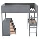 preview thumbnail 6 of 15, Full Size Loft Bed with Convertible Desk, Storage Shelf & 4 Drawers, Teddy Fleece Wood Bed Frame with Full-Length Guardrail