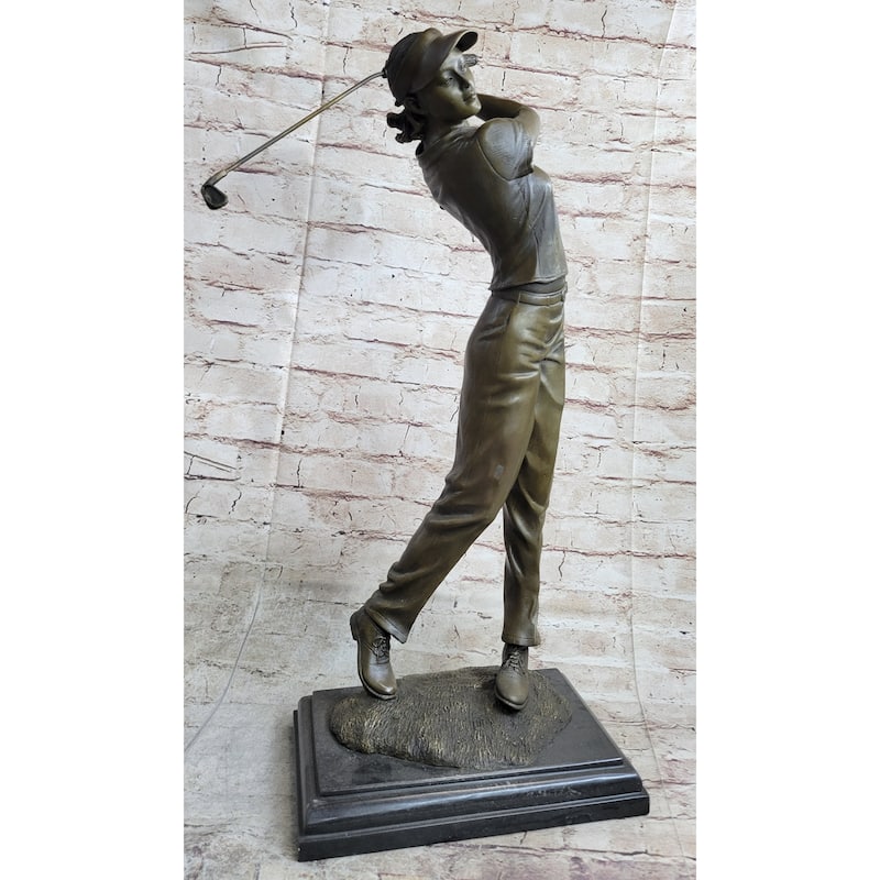 Extra Large Female Golfer Golf Sport Trophy Award Bronze Statue Sculpture Figure