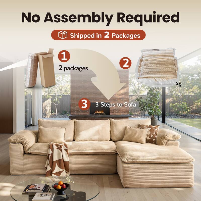 OVIOS L-Shaped Sofa with Dual-Tone Stripe Fabric​