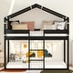 preview thumbnail 29 of 34, Twin Over Twin House Bunk Bed with Tent, Solid Wood Double Bedframe